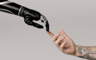 human hand with ai hand